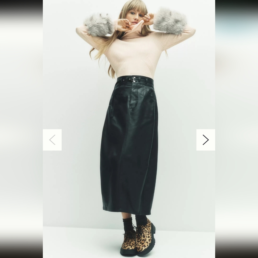 Pilcro Faux-Leather Relaxed Midi Skirt Size 2 Festival Whimsigoth Anthropologie